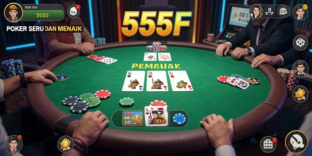 Tampilan menarik dari gameplay Poker di 555F.