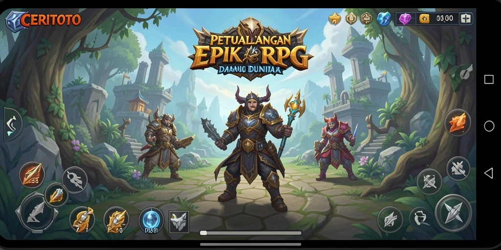 Screenshot CERITOTO menampilkan aksi seru dalam pertempuran RPG.