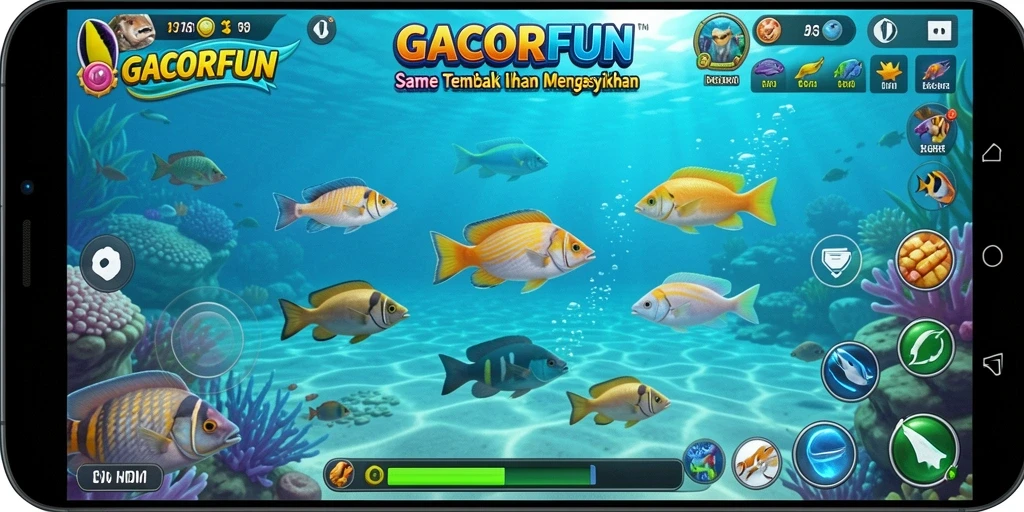 Tampilan gameplay menarik GACORFUN saat menembak ikan.