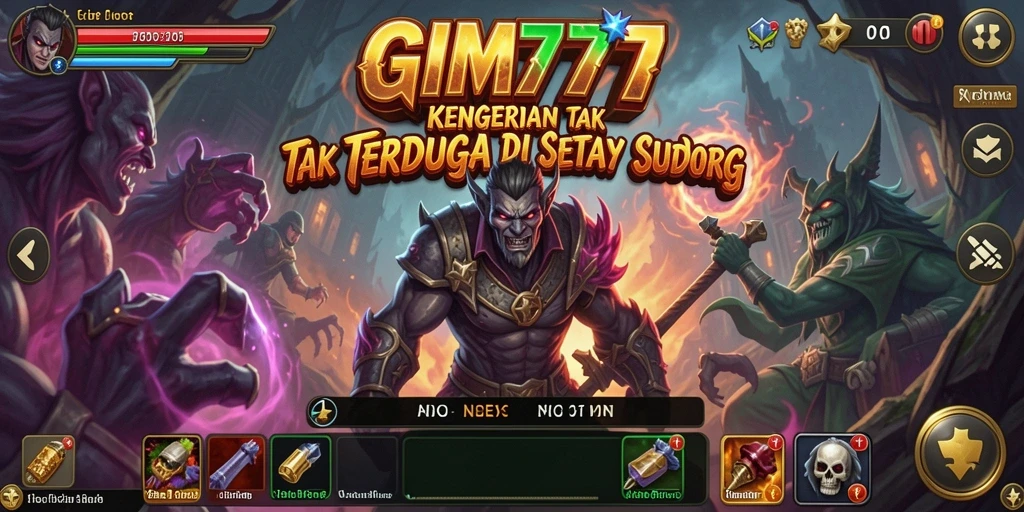 Screenshot GIM777 menampilkan suasana menyeramkan dengan efek visual yang menakutkan.