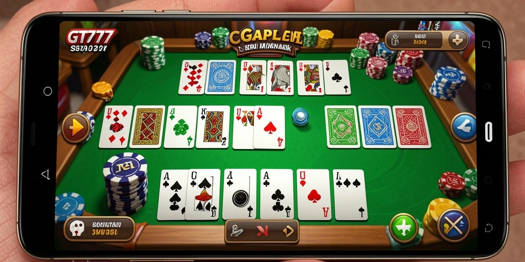Screenshot gameplay GT777 menampilkan aksi seru permainan Gaple antar pemain.