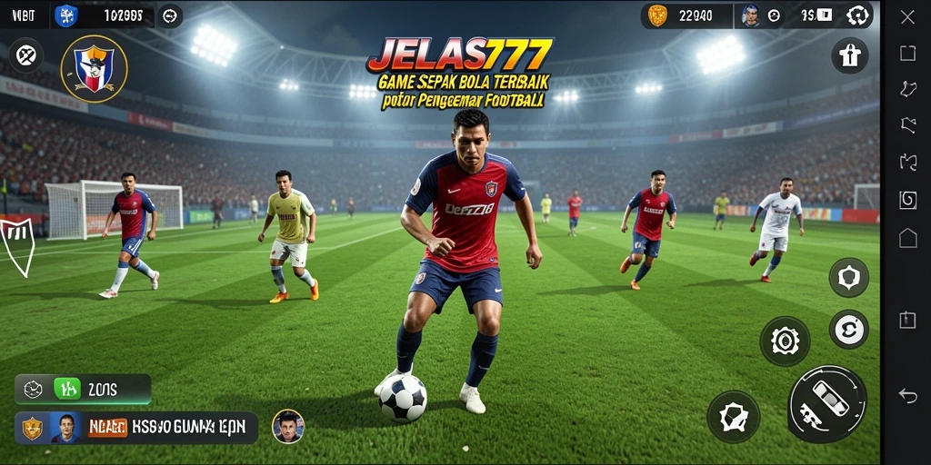 Tangkapan layar dari gameplay seru di JELAS777 yang menunjukkan pertandingan sepak bola.