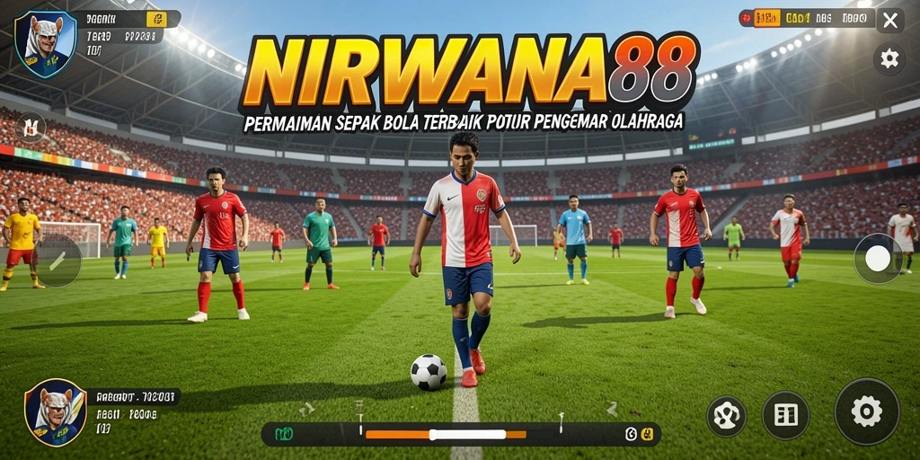Screenshot NIRWANA88 yang menampilkan aksi seru di lapangan sepak bola.