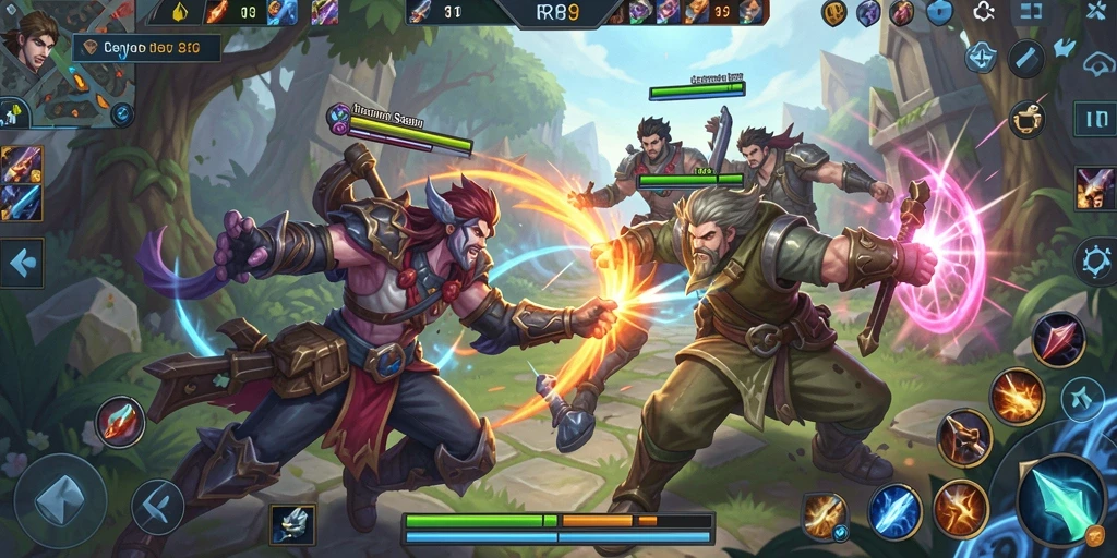 Screenshot dari permainan <strong>RR89</strong> yang menunjukkan aksi seru dalam pertarungan MOBA.