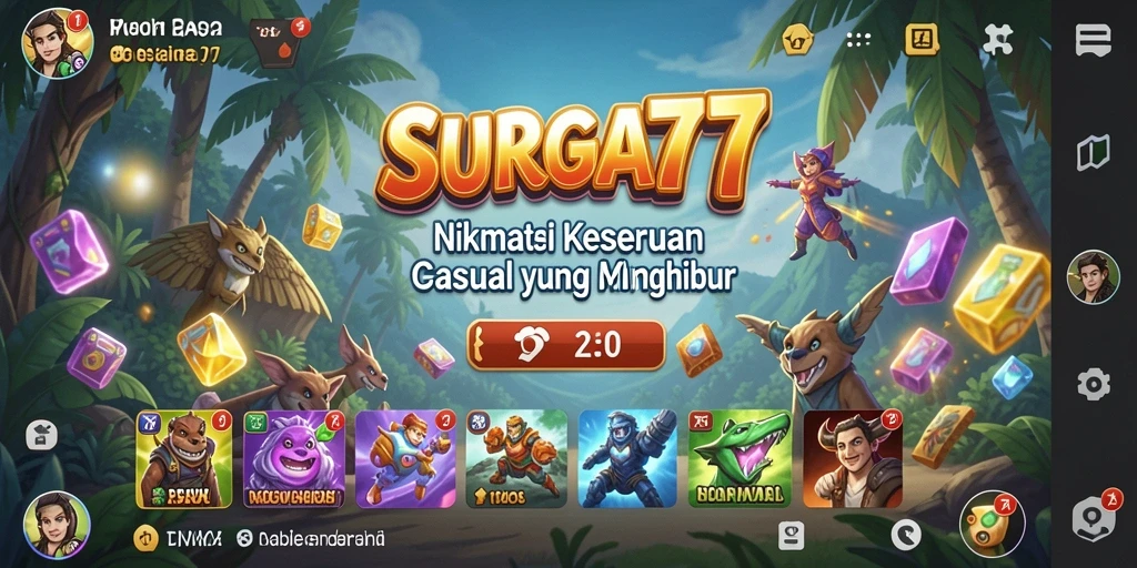 Screenshot utama SURGA77 menunjukkan gameplay yang seru dan interaktif.
