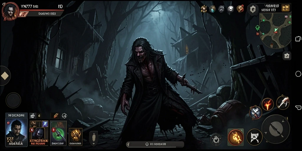 Tangkapan layar gameplay YN777 yang menampilkan ketegangan dan kengerian.